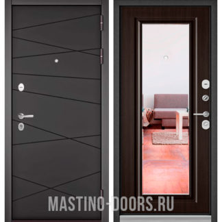 Входная дверь с зеркалом Мастино Траст Масс Графит софт 9S-130/Ларче шоколад 9S-140