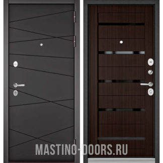 Металлическая дверь со стеклом Мастино Trust Mass Графит софт 9S-130/Ларче шоколад CR-3