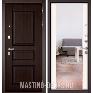 Железная дверь с зеркалом Мастино Траст Масс Ларче шоколад 9SD-2/Белый софт 9S-164
