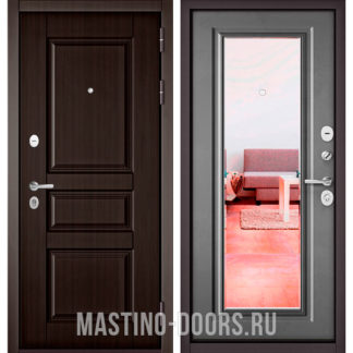 Входная дверь Мастино Траст Масс Ларче шоколад 9SD-2/Бетон серый 9S-140 с зеркалом