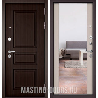 Входная дверь с зеркалом Мастино Траст Масс Ларче шоколад 9SD-2/Дуб шале белый 9S-164