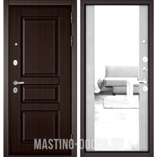 Металлическая дверь с зеркалом Мастино Траст Масс Ларче шоколад 9SD-2/Эмаль светло-серая 9S-164