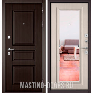 Стальная дверь с зеркалом Мастино Траст Масс Ларче шоколад 9SD-2/Ларче бьянко 9S-140