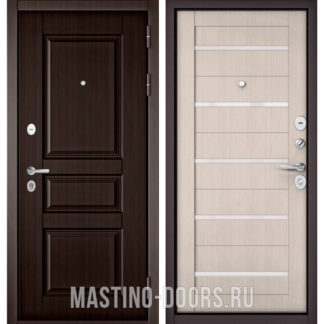 Металлическая дверь со стеклом Мастино Траст Масс Ларче шоколад 9SD-2/Ларче бьянко CR-3
