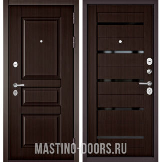 Входная дверь с черным стеклом Мастино Траст Масс Ларче шоколад 9SD-2/Ларче шоколад CR-3