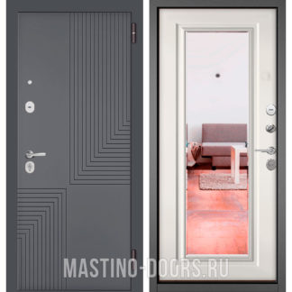 Железная дверь с зеркалом Мастино TRUST MASS Оскуро Веллюто 9S-195/Белый софт 9S-140