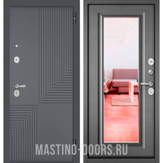 Металлическая дверь с зеркалом Мастино TRUST MASS Оскуро Веллюто 9S-195/Бетон серый 9S-140