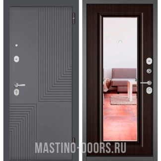 Железная дверь с зеркалом Мастино TRUST MASS Оскуро Веллюто 9S-195/Ларче шоколад 9S-140