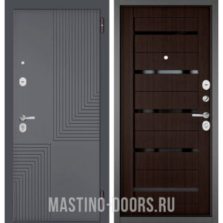 Железная дверь с черным стеклом Мастино TRUST MASS Оскуро Веллюто 9S-195/Ларче шоколад CR-3